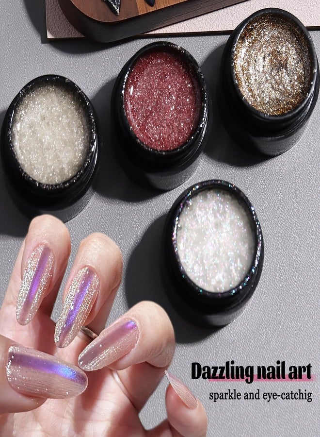 Fcozpjk Spider Gel for Nails, 4 Colors Reflective Spider Gel for Nail Art Dazzling Glitter Gold Silver Pink Holographic Gels Polish with Dotting Pen Liner Paint Wire Drawing Design Manicure UV Cure - Image 4